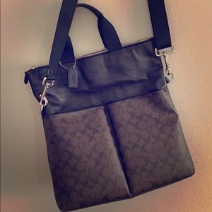 Coach Charles Foldover Tote Bag Mahogany Brown